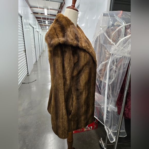 Aqua Faux Fur Coat Brown Mid-Length Jacket Women’s Small - Picture 4 of 12